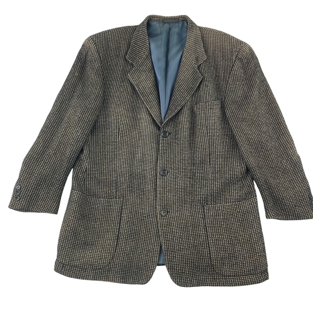 Jhane Barnes Blazer Mens 44 Brown Check Tweed Sport Coat Jacket Classic